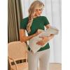 imageEkouaer Womens Maternity Shirts 3 Packs Short Sleeve Ribbed Pregnancy Tops Side Ruched Crew Neck Tunic Mama Clothes3pcs Black Grey Dark Green