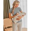 imageEkouaer Womens Maternity Shirts 3 Packs Short Sleeve Ribbed Pregnancy Tops Side Ruched Crew Neck Tunic Mama Clothes3pcs Black Grey Dirty Pink