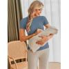 imageEkouaer Womens Maternity Shirts 3 Packs Short Sleeve Ribbed Pregnancy Tops Side Ruched Crew Neck Tunic Mama Clothes3pcs Black Grey Gray Blue
