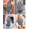 imageEkouaer Womens Maternity Shirts 3 Packs Short Sleeve Ribbed Pregnancy Tops Side Ruched Crew Neck Tunic Mama Clothes3pcs Black Grey Gray Blue