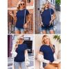 imageEkouaer Womens Maternity Shirts 3 Packs Short Sleeve Ribbed Pregnancy Tops Side Ruched Crew Neck Tunic Mama Clothes3pcs Black Navy Blue Dark Green