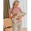 imageEkouaer Womens Maternity Shirts 3 Packs Short Sleeve Ribbed Pregnancy Tops Side Ruched Crew Neck Tunic Mama Clothes3pcs Black White Dirty Pink
