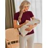 imageEkouaer Womens Maternity Shirts 3 Packs Short Sleeve Ribbed Pregnancy Tops Side Ruched Crew Neck Tunic Mama Clothes3pcs Burgundy Red Grey Light Green