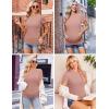 imageEkouaer Womens Maternity Shirts 3 Packs Short Sleeve Ribbed Pregnancy Tops Side Ruched Crew Neck Tunic Mama Clothes3pcs Caramel Burgundy Red Dirty Pink
