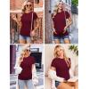 imageEkouaer Womens Maternity Shirts 3 Packs Short Sleeve Ribbed Pregnancy Tops Side Ruched Crew Neck Tunic Mama Clothes3pcs Caramel Burgundy Red Dirty Pink