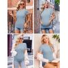 imageEkouaer Womens Maternity Shirts 3 Packs Short Sleeve Ribbed Pregnancy Tops Side Ruched Crew Neck Tunic Mama Clothes3pcs Light Blue Grey Light Green