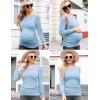 imageEkouaer Womens Maternity Shirts Long Sleeve Pregnancy Tops Basic Ribbed Knit Pregnant BlousesBlue