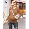 imageEkouaer Womens Maternity Shirts Long Sleeve Pregnancy Tops Basic Ribbed Knit Pregnant BlousesBrown