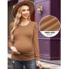 imageEkouaer Womens Maternity Shirts Long Sleeve Pregnancy Tops Basic Ribbed Knit Pregnant BlousesBrown