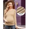 imageEkouaer Womens Maternity Shirts Long Sleeve Pregnancy Tops Basic Ribbed Knit Pregnant BlousesKhaki Brown