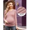 imageEkouaer Womens Maternity Shirts Long Sleeve Pregnancy Tops Basic Ribbed Knit Pregnant BlousesMisty Rose