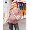 imageEkouaer Womens Maternity Shirts Long Sleeve Pregnancy Tops Basic Ribbed Knit Pregnant BlousesMisty Rose
