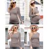 imageEkouaer Womens Maternity Shirts Long Sleeve Pregnancy Tops Basic Ribbed Knit Pregnant BlousesTea Grey