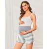 imageEkouaer Womens Maternity Shorts Over The Belly Pregnancy Lounge Summer Workout Running Pajama Sleep Short with Pockets SXXLHeather Grey White Stripe