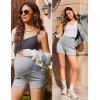 imageEkouaer Womens Maternity Shorts Over The Belly Pregnancy Lounge Summer Workout Running Pajama Sleep Short with Pockets SXXLHeather Grey White Stripe