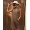 imageEkouaer Womens Nightgown Sleeveless Nightgowns for Women with Pocekts Tank Dress Crew Neck Sleepwear SXXLBrown