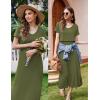 imageEkouaer Womens Nursing Dress Summer V Neck Short Sleeve Maternity Split Long Dresses for Breastfeeding with Pockets SXXLArmy Green