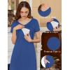 imageEkouaer Womens Nursing Dress Summer V Neck Short Sleeve Maternity Split Long Dresses for Breastfeeding with Pockets SXXLDark Blue