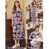 imageEkouaer Womens Nursing Dress Summer V Neck Short Sleeve Maternity Split Long Dresses for Breastfeeding with Pockets SXXLGreenfloral