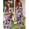 imageEkouaer Womens Nursing Dress Summer V Neck Short Sleeve Maternity Split Long Dresses for Breastfeeding with Pockets SXXLGreenfloral