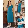 imageEkouaer Womens Nursing Dress Summer V Neck Short Sleeve Maternity Split Long Dresses for Breastfeeding with Pockets SXXLTeal