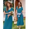 imageEkouaer Womens Nursing Dress Summer V Neck Short Sleeve Maternity Split Long Dresses for Breastfeeding with Pockets SXXLTeal