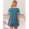 imageEkouaer Womens Pajama Sets Short Sleeve Short Sets 2 Piece Sleepwear Soft Lounge Sets with PocketSXXLBlue Green
