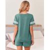 imageEkouaer Womens Pajama Sets Short Sleeve Short Sets 2 Piece Sleepwear Soft Lounge Sets with PocketSXXLGray Green