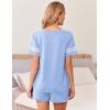 imageEkouaer Womens Pajama Sets Short Sleeve Short Sets 2 Piece Sleepwear Soft Lounge Sets with PocketSXXLLight Blue