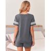 imageEkouaer Womens Pajama Sets Short Sleeve Short Sets 2 Piece Sleepwear Soft Lounge Sets with PocketSXXLMedium Grey