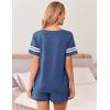 imageEkouaer Womens Pajama Sets Short Sleeve Short Sets 2 Piece Sleepwear Soft Lounge Sets with PocketSXXLNavy Blue