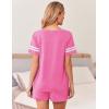 imageEkouaer Womens Pajama Sets Short Sleeve Short Sets 2 Piece Sleepwear Soft Lounge Sets with PocketSXXLPink