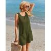 imageEkouaer Womens Romper Summer Sleeveless Jumpsuit Casual Short Overalls with Pocket 2025Army Green