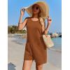 imageEkouaer Womens Romper Summer Sleeveless Jumpsuit Casual Short Overalls with Pocket 2025Light Brown