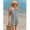 imageEkouaer Womens Romper Summer Sleeveless Jumpsuit Casual Short Overalls with Pocket 2025Light Grey
