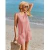 imageEkouaer Womens Romper Summer Sleeveless Jumpsuit Casual Short Overalls with Pocket 2025Pink