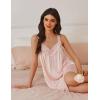 imageEkouaer Womens Satin Silk Nightgown V Neck Sexy Nightdress Tank Sleeveless Sleepshirt Lace Sleep Dress Nightwear SXXXLBeige
