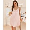 imageEkouaer Womens Satin Silk Nightgown V Neck Sexy Nightdress Tank Sleeveless Sleepshirt Lace Sleep Dress Nightwear SXXXLBeige