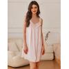imageEkouaer Womens Satin Silk Nightgown V Neck Sexy Nightdress Tank Sleeveless Sleepshirt Lace Sleep Dress Nightwear SXXXLBeige
