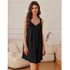 imageEkouaer Womens Satin Silk Nightgown V Neck Sexy Nightdress Tank Sleeveless Sleepshirt Lace Sleep Dress Nightwear SXXXLBlack