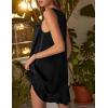 imageEkouaer Womens Satin Silk Nightgown V Neck Sexy Nightdress Tank Sleeveless Sleepshirt Lace Sleep Dress Nightwear SXXXLBlack