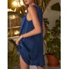 imageEkouaer Womens Satin Silk Nightgown V Neck Sexy Nightdress Tank Sleeveless Sleepshirt Lace Sleep Dress Nightwear SXXXLDark Blue
