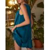 imageEkouaer Womens Satin Silk Nightgown V Neck Sexy Nightdress Tank Sleeveless Sleepshirt Lace Sleep Dress Nightwear SXXXLGreen Blue