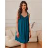 imageEkouaer Womens Satin Silk Nightgown V Neck Sexy Nightdress Tank Sleeveless Sleepshirt Lace Sleep Dress Nightwear SXXXLGreen Blue