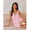 imageEkouaer Womens Satin Silk Nightgown V Neck Sexy Nightdress Tank Sleeveless Sleepshirt Lace Sleep Dress Nightwear SXXXLPink