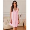 imageEkouaer Womens Satin Silk Nightgown V Neck Sexy Nightdress Tank Sleeveless Sleepshirt Lace Sleep Dress Nightwear SXXXLPink