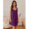 imageEkouaer Womens Satin Silk Nightgown V Neck Sexy Nightdress Tank Sleeveless Sleepshirt Lace Sleep Dress Nightwear SXXXLPurple