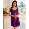 imageEkouaer Womens Satin Silk Nightgown V Neck Sexy Nightdress Tank Sleeveless Sleepshirt Lace Sleep Dress Nightwear SXXXLPurple