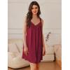imageEkouaer Womens Satin Silk Nightgown V Neck Sexy Nightdress Tank Sleeveless Sleepshirt Lace Sleep Dress Nightwear SXXXLRed