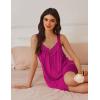 imageEkouaer Womens Satin Silk Nightgown V Neck Sexy Nightdress Tank Sleeveless Sleepshirt Lace Sleep Dress Nightwear SXXXLRose Red